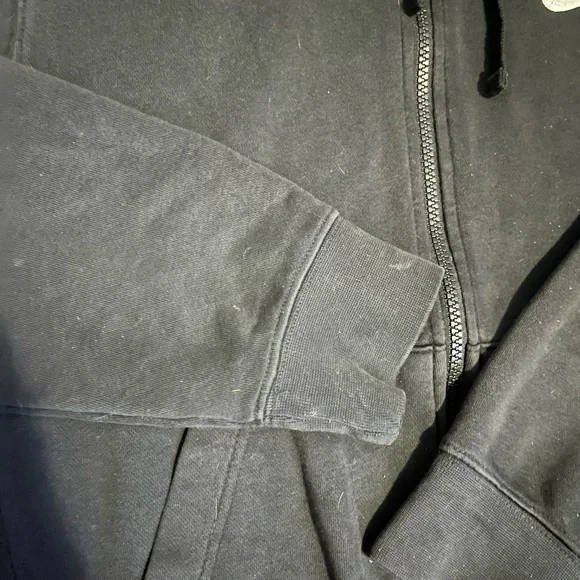 Nike Black Full-Zip Hooded Sweatshirt with White Swoosh Mens Small - Picture 3 of 7